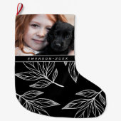Botanische Schrift mit Foto und Name Schwarz Großer Weihnachtsstrumpf (Vorderseite)