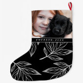 Botanische Schrift mit Foto und Name Schwarz Großer Weihnachtsstrumpf (Rückseite)