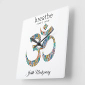 Botanische Schrift, Om-Symbol, 10.75 Quadratische Wanduhr (Winkel)