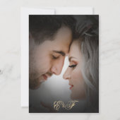 Botanische Schwarz-Gold-Foto-Monogramm-Hochzeit Einladung (Rückseite)
