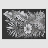 Botanische Schwarz-weiße Linie Zeichnend Seidenpapier (Vorderseite)