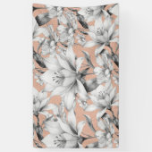 Botanische Schwarz-weiße Rose Gold Glitzer Blume Banner (Vertikal)