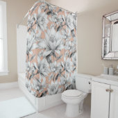 Botanische Schwarz-weiße Rose Gold Glitzer Blume Duschvorhang (Beispiel)