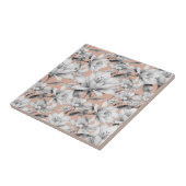 Botanische Schwarz-weiße Rose Gold Glitzer Blume Fliese (Seite)