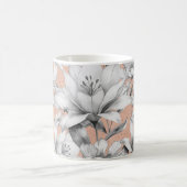 Botanische Schwarz-weiße Rose Gold Glitzer Blume Kaffeetasse (Mittel)