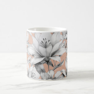 Botanische Schwarz-weiße Rose Gold Glitzer Blume Kaffeetasse
