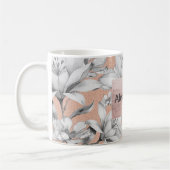 Botanische Schwarz-weiße Rose Gold Glitzer Blume Kaffeetasse (Links)