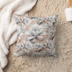 Botanische Schwarz-weiße Rose Gold Glitzer Blume Kissen
