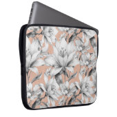 Botanische Schwarz-weiße Rose Gold Glitzer Blume Laptopschutzhülle (Vorne Rechts)