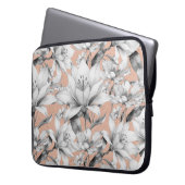 Botanische Schwarz-weiße Rose Gold Glitzer Blume Laptopschutzhülle (Vorderseite Links)