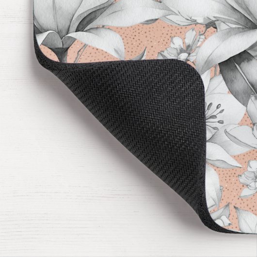 Botanische Schwarz-weiße Rose Gold Glitzer Blume Mousepad (Ecke)