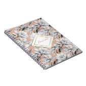 Botanische Schwarz-weiße Rose Gold Glitzer Blume Notizblock (Rechte Seite)