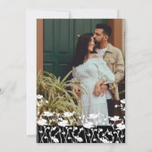 Botanische Schwarze Flora Moderne Hochzeit Einladung (Rückseite)