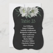 Botanische schwarze Sitzkarte mit weißen Blume Einladung (Vorderseite)