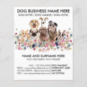 Botanische schwarze Tierbetreuer-Pension-Hundefris Flyer