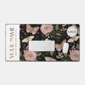 Botanische Schwarzflora-Monogramm der modernen Wil Schreibtischunterlage (Tastatur & Maus)