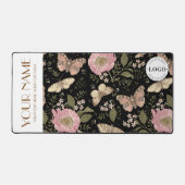 Botanische Schwarzflora-Monogramm der modernen Wil Schreibtischunterlage (Vorderseite)