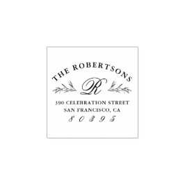 Botanische Script Monogram Elegante Rücksendeadres Gummistempel