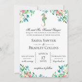 Botanische Seepferd-Hochzeits-Einladung Einladung (Vorderseite)