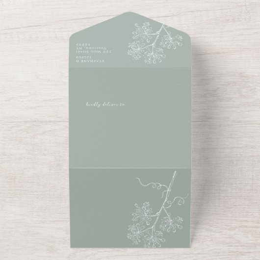 Botanische Seite Grün alles in einer Hochzeit einl All In One Einladung (Außenbereich)