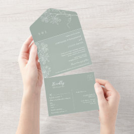 Botanische Seite Grün alles in einer Hochzeit einl All In One Einladung