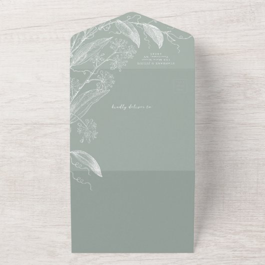 Botanische Seite Grün alles in einer Hochzeit einl All In One Einladung (Außenbereich)