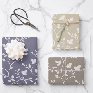 Botanische Serenade Minimalistisch Weiße Blumenges Geschenkpapier Set
