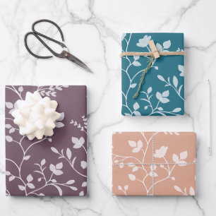 Botanische Serenade Minimalistisch Weiße Blumenges Geschenkpapier Set