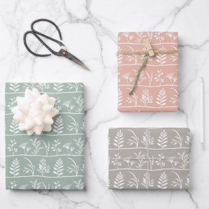 Botanische Serenade Sanfte Minimalistische Silhoue Geschenkpapier Set