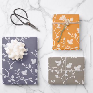 Botanische Serenade weiße florale Silhouette Geschenkpapier Set