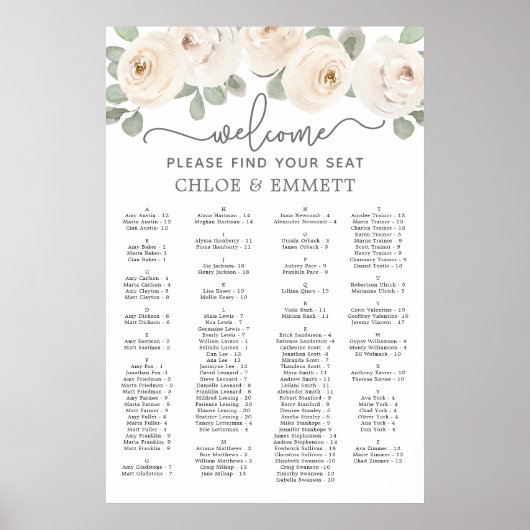 Botanische Sitzkarte für die Weiße Rose Poster (Vorne)