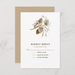 Botanische Sketch-Kraft-Papier Hochzeitsrottkarten Einladung