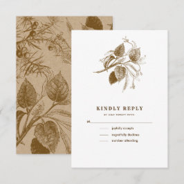 Botanische Sketch-Kraft-Papier Hochzeitsrottkarten Einladung