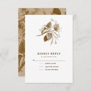 Botanische Sketch-Kraft-Papier Hochzeitsrottkarten Einladung