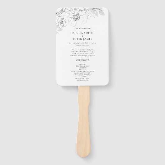 Botanische Sketch-Zeremonie Programm Hand Fan Fächer (Vorderseite)