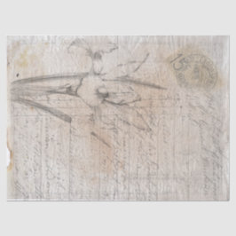 Botanische Skizze antike Schreibdecoupage Papier. Seidenpapier