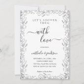 Botanische Skizze Blumenrahmen mit Dusche Bridal Einladung (Vorderseite)