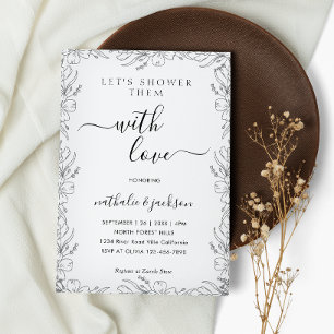 Botanische Skizze Blumenrahmen mit Dusche Bridal Einladung