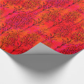 Botanische Skizze über Hot Pink und Orange Wasserf Geschenkpapier (Ecke)