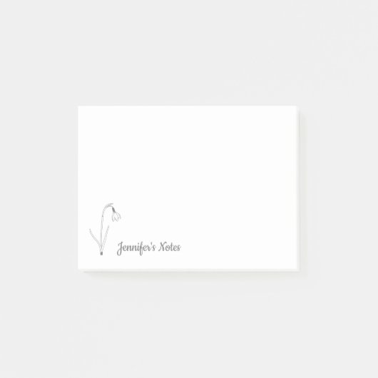 Botanische Snowdrop Line Blume Post-it Klebezettel (Vorderseite)