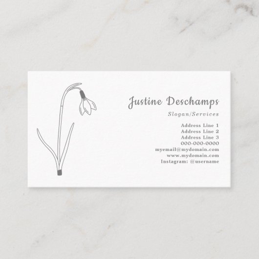 Botanische Snowdrop Line Blume Visitenkarte (Vorderseite)