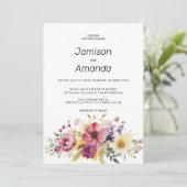 Botanische Sommerblütenhochzeit Einladung (Stehend Vorderseite)