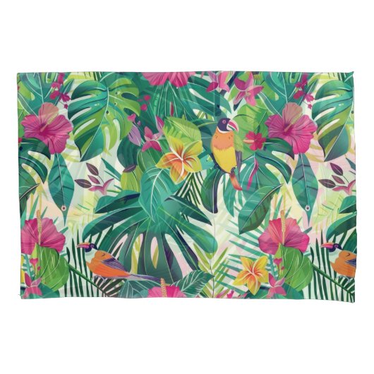 Botanische Sommergrün Florals Kissenbezug (Vorderseite)