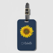 Botanische Sonnenblume Elegant Navy Blue Gepäckanhänger (Vorderseite Vertikal)
