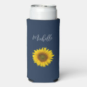 Botanische Sonnenblume Elegant Navy Blue Selters Dosenkühler (Seltzer Rückseite)