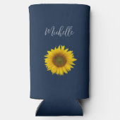 Botanische Sonnenblume Elegant Navy Blue Selters Dosenkühler (Rückseite)