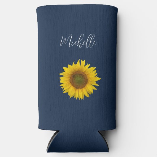Botanische Sonnenblume Elegant Navy Blue Selters Dosenkühler (Vorderseite)