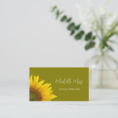 Botanische Sonnenblume QR-Code Boho Olive Green Visitenkarte (Stehend Vorderseite)