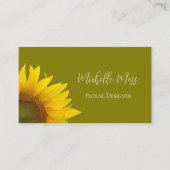 Botanische Sonnenblume QR-Code Boho Olive Green Visitenkarte (Vorderseite)