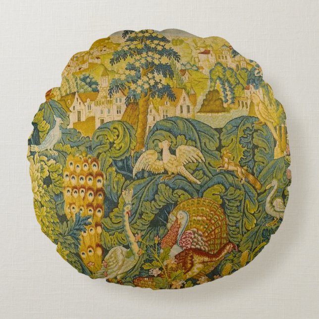 Botanische Sperre von Vögeln Rundes Kissen (Vorderseite)